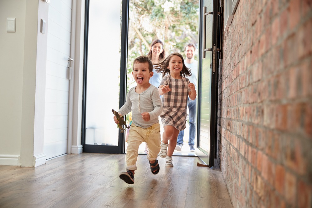 Young family in new home