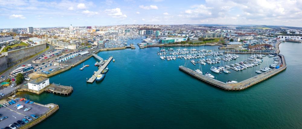 Aerial view of Plymouth harbour